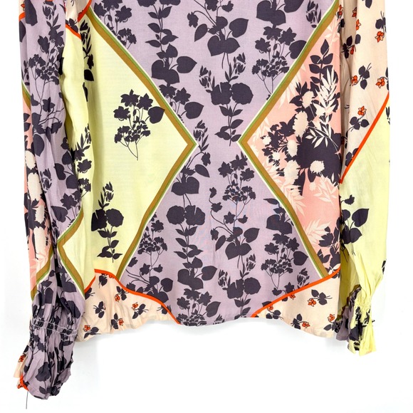 NWT Sanctuary Fade Into You Floral Blouse Sz M Patchwork Long Sleeve Multicolor - Picture 9 of 12